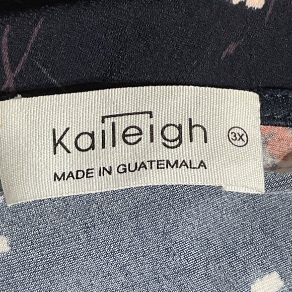 Kaileigh Faux Wrap V-neck Midi Dress 3X Floral - Picture 3 of 11